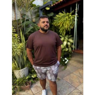 Camiseta RBW Malha Gola Careca Plus Size-Marrom-G1